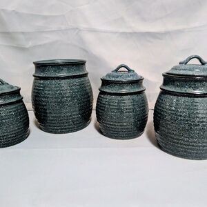 Jay Imports Set of Four Green Speckled Canisters